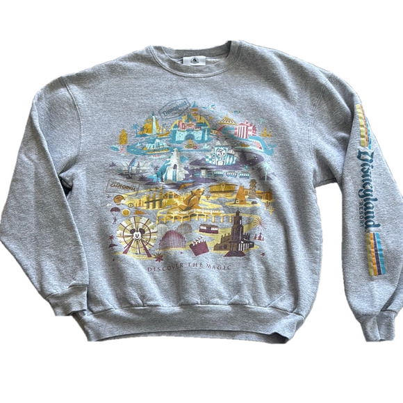Gray Crewneck Sweater with Disney Graphic - Picture 1 of 8
